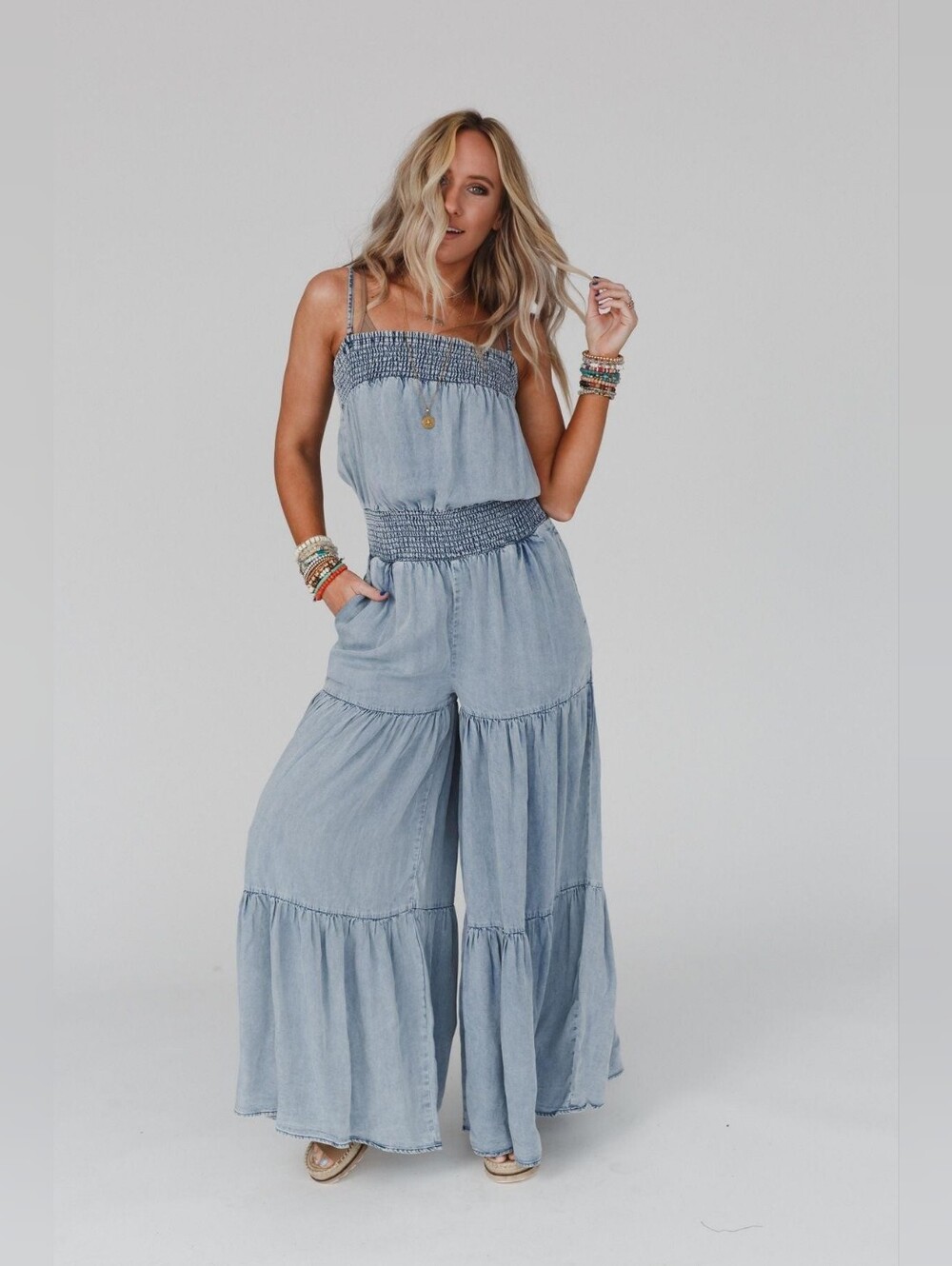 WISTERIA LANE wide Leg Boho Jumpsuit